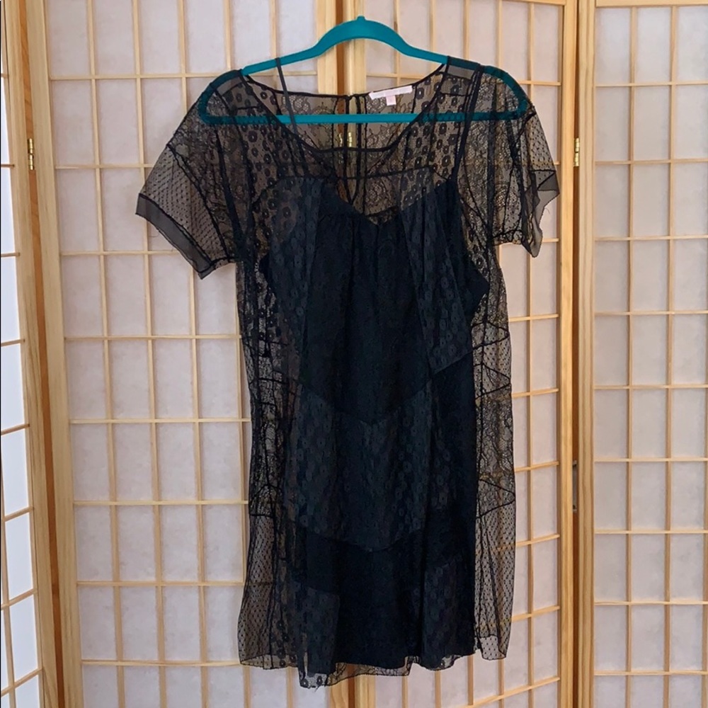 Rebecca Taylor Black Lace Dress with Slip